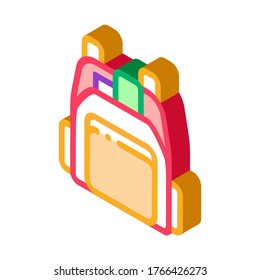 Human Shop Backpack Icon Vector. Isometric Human Shop Backpack sign. color isolated symbol illustration