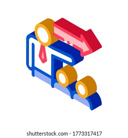 Human Show Arrow Icon Vector. Isometric Human Show Arrow isometric sign. color isolated symbol illustration