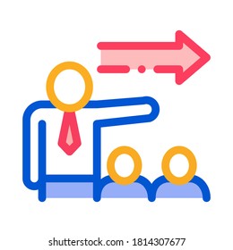 Human Show Arrow Icon Vector. Outline Human Show Arrow Sign. Isolated Contour Symbol Illustration