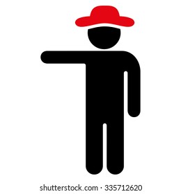 Human Show vector icon. Style is bicolor flat symbol, intensive red and black colors, rounded angles, white background.