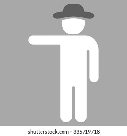 Human Show vector icon. Style is bicolor flat symbol, dark gray and white colors, rounded angles, silver background.