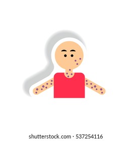 Human showered allergy Vector paper sticker various symptoms of AIDS on the human