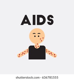 Human showered allergy Vector. various symptoms of AIDS on the human