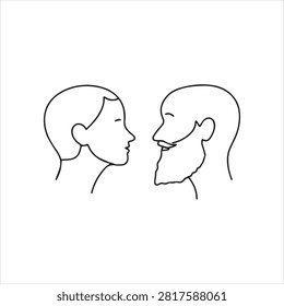 Human Side Profile Line Drawing for Anatomy Practice and Study Materia
