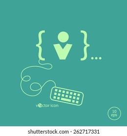 Human sign and flat design elements. Design concept icons for application development, web page coding and programming,  web design, creative process, social media, seo.