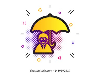 Human sign icon. Halftone dots pattern. Man Person symbol. Classic flat icon. Vector