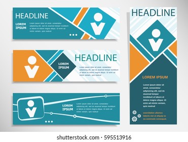 Human sign on horizontal and vertical banner. Modern banner design template.