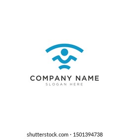 Human and signal abstract Logo Template Design Vector, Emblem, Design Concept, Creative Symbol, Icon