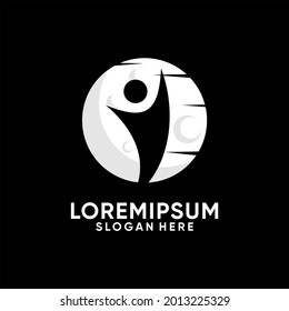 Human silhouette against moon logo design
