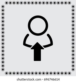 Human silhouette with arrow icon