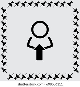 Human silhouette with arrow icon