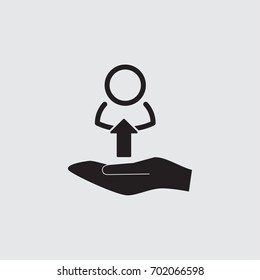 Human silhouette with arrow icon