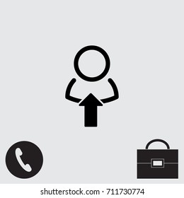 Human silhouette with arrow icon
