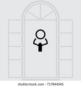 Human silhouette with arrow icon