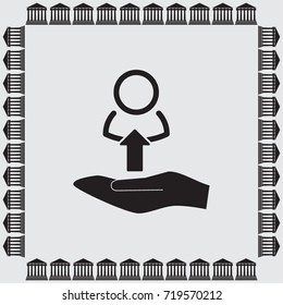 Human silhouette with arrow icon