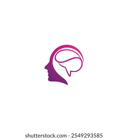 Human silhouette with brain. Human icon profile with brain. Human mind sign