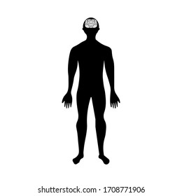 Human silhouette and brain sign. Internal organs