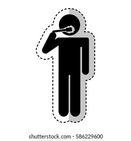 Human silhouette brushing teeth