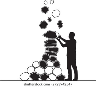 Human Silhouette Building Abstract Geometric Structure