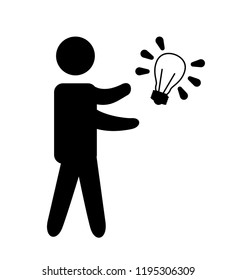human silhouette with bulb light idea