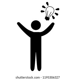 human silhouette with bulb light idea