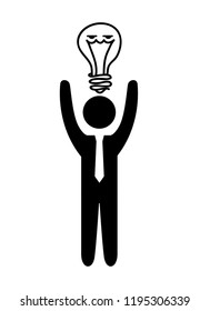 human silhouette with bulb light idea