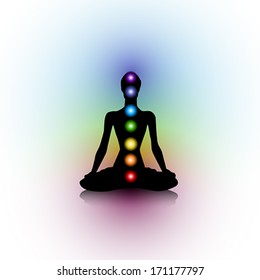 Silueta humana con chakras