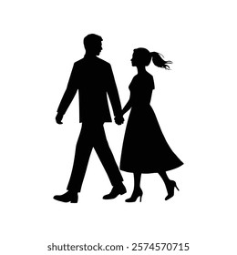 human silhouette characters in pairs holding hands