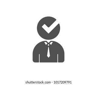 Human silhouette with Check simple icon. Business or Education concept sign. Quality design elements. Classic style. Vector