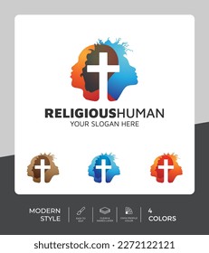 Silueta humana con vector de logotipo cruzado