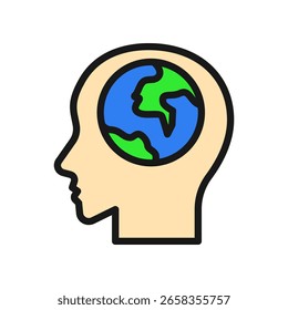 Silueta humana con la Tierra adentro que representa el pensamiento y la conciencia global