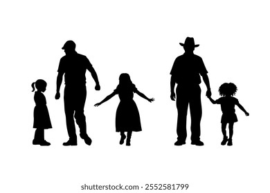 menschliche Silhouette Familie Mann Vater mit Tochter Sheriff