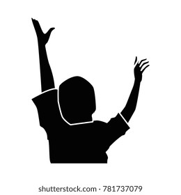 human silhouette with hands up
