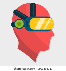 human silhouette head wearing virtual reality glasses  vector illustrator symbol