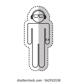 human silhouette with headset isolated icon vector illustration design