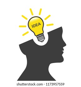 human silhouette with idea icon bulb vector illustration EPS10