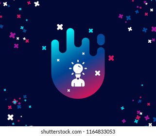 Human silhouette with Idea lamp simple icon. Business or Education concept sign. Cool banner with icon. Abstract shape with gradient. Vector