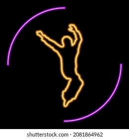 human silhouette neon sign, modern glowing banner design, colorful modern design trends. Vector illustration.