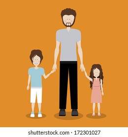 human silhouette over orange background vector illustration