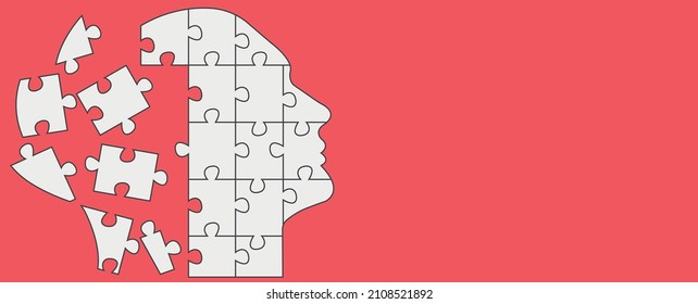 Human silhouette puzzle.
alzheimer,memory loss,diseases concept.Brain and mental health.