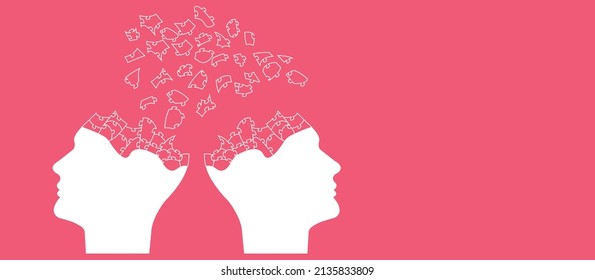 Human silhouette puzzle. alzheimer,memory loss,diseases concept.Brain and mental health.world mental health idea concept.