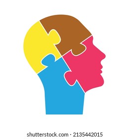 Human silhouette puzzle. world mental health idea concept.