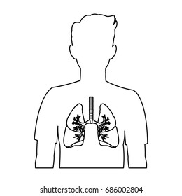 human silhouette with respiratory system