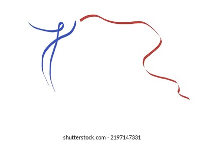 Human silhouette and ribbon. Logo for rhythmic gymnastics.