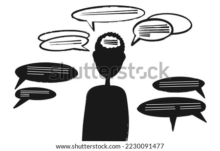Human silhouette with speech balloons, comic bubble vector, dialogue balloons, thought bubble. Vector speech bubble icons. Layout element for web, brochure, presentation or infographics.