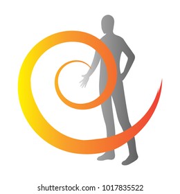 Human silhouette and a spiral vector illustration. Can be used for logo design.