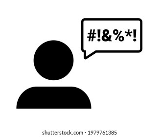 Human silhouette with swear speech bubble. Obscene language, curse. Illustration vector