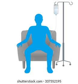 human silhouette who is put on a drip, drip room, anticancer agent, image illustration