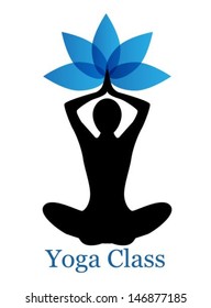 human silhouette in yoga pose and a lotus flower