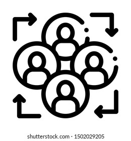 Human Silhouettes And Arrow Agile Element Vector Icon Thin Line. Contour Illustration